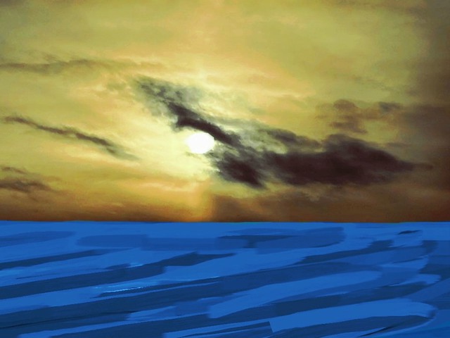 Golden Sunrise & Blue Sea - Edited Photo Created by STEVEN CHATEAUNEUF On January 30, 2023