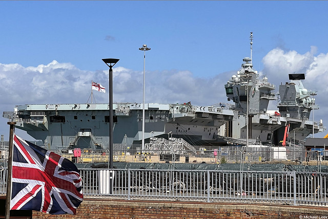 Royal Navy flagship, HMS Queen Elizabeth, RO8; HMNB Portsmouth, Hampshire, England.