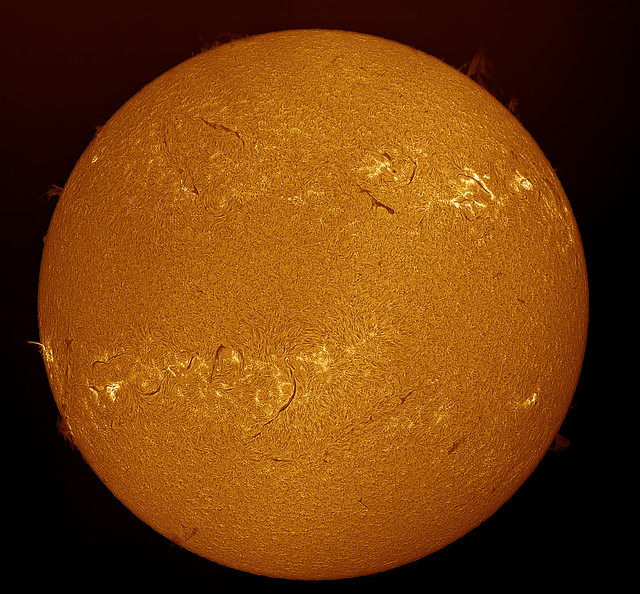 Sun in H-alpha 30 Jan 2023 PST=11h16m46s ZWO ASI178MM Exposure= 3_1ms Gain=150 LUNT LS60MT with front LS60FHa and LS50FHa Triple stacked Ps-colored