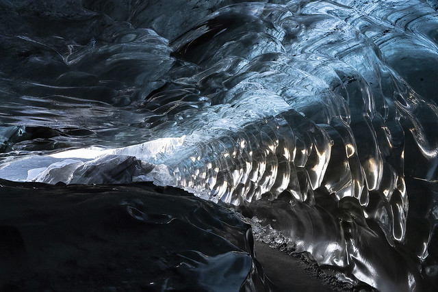 Ice Cave inside the glacier Breioamerkurjokull, Iceland.