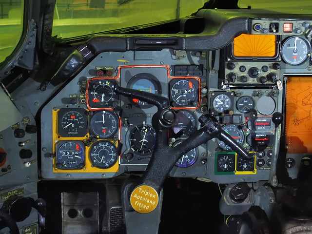 Analog instrument panel, RAF Avro Shackleton AEW.2 Cold War maritime patrol bomber..