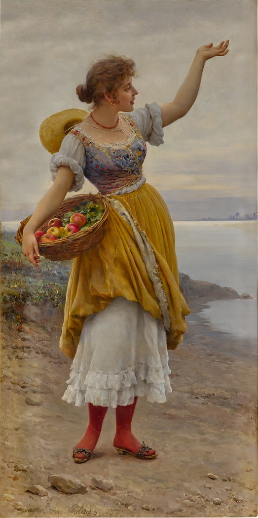 Eugene de Blaas «Woman with a Basket of Fruit», 1897