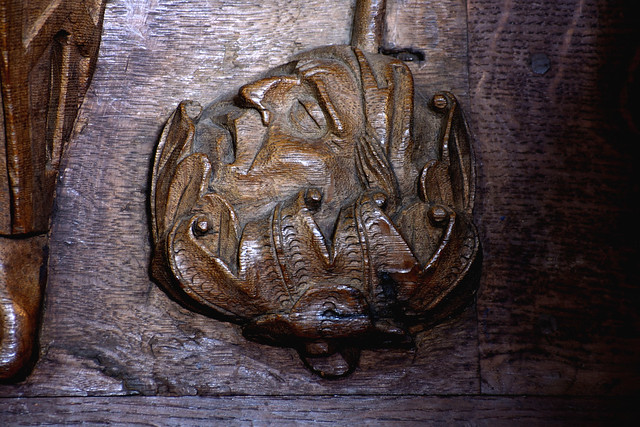 Bristol, cathedral, choir, stalls, north side, misericord # 2, detail