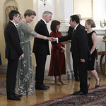 King Philippe, Queen Mathilde, President Katerina Sakellaropoulou, Notis Mitarachi (03/05/2022)