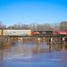 CSX M203 crosses the Flint River in Oglethorpe as it heads south on the Fitzgerald Sub with CSX 911 leading.