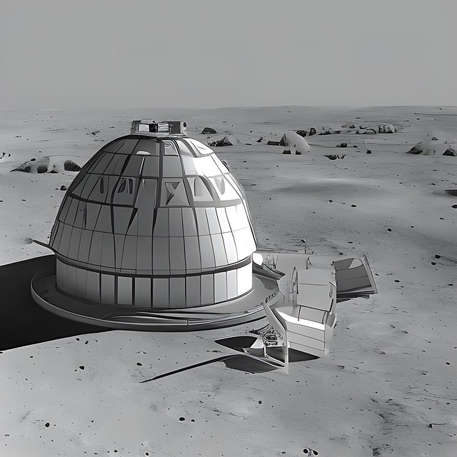 photo of a building base on the moon biological architectural style ...