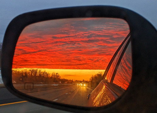 work drive driving teaching sunrise amazing winter cold mirror back looking life nature road colorful gorgeous phone pixel 2023