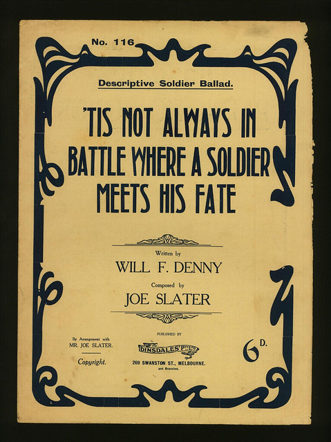 WW1 sheet music - 'Tis Not Always in Battle that a Soldier meets his Fate