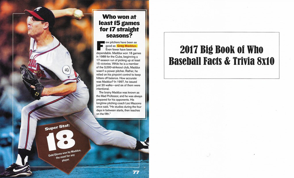 2017 Big Book of Who - Baseball Facts and Trivia - Maddux, Greg