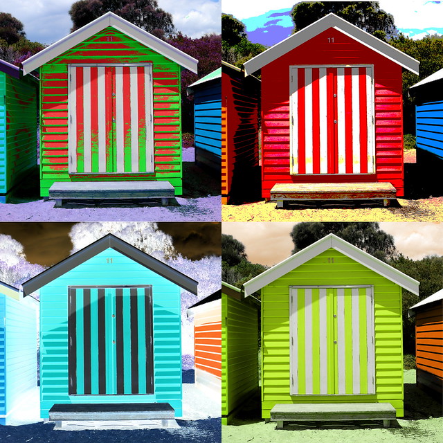 Pop Art Style Photo Collage of a Colorful Beach Box
