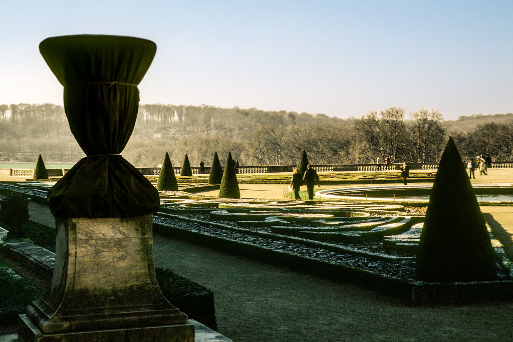 Les Jardins de Versailles with a dusting of snow in February, France