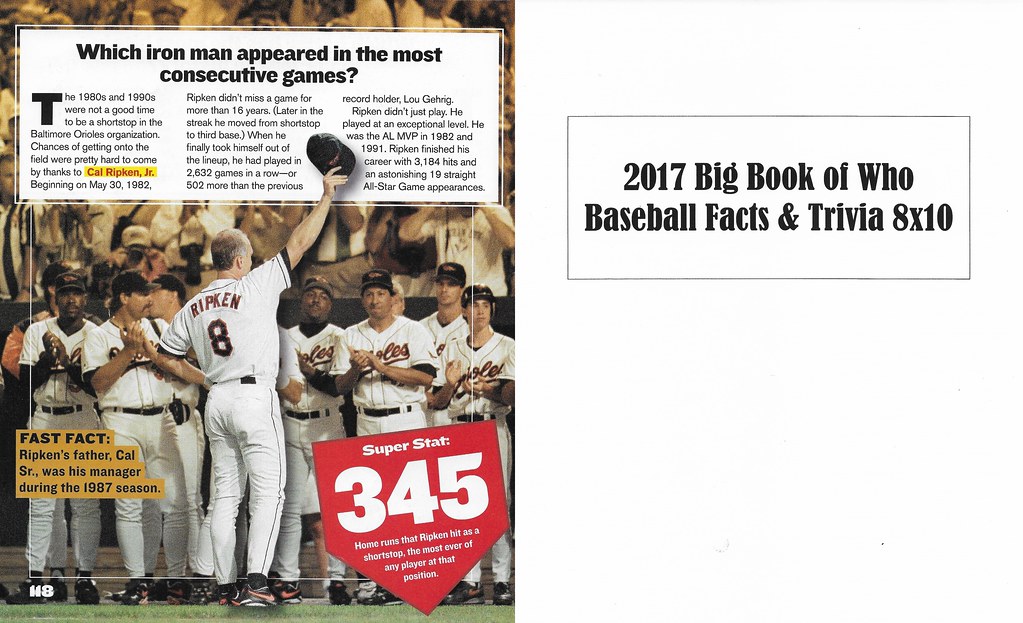 2017 Big Book of Who - Baseball Facts and Trivia - Ripken Jr, Cal