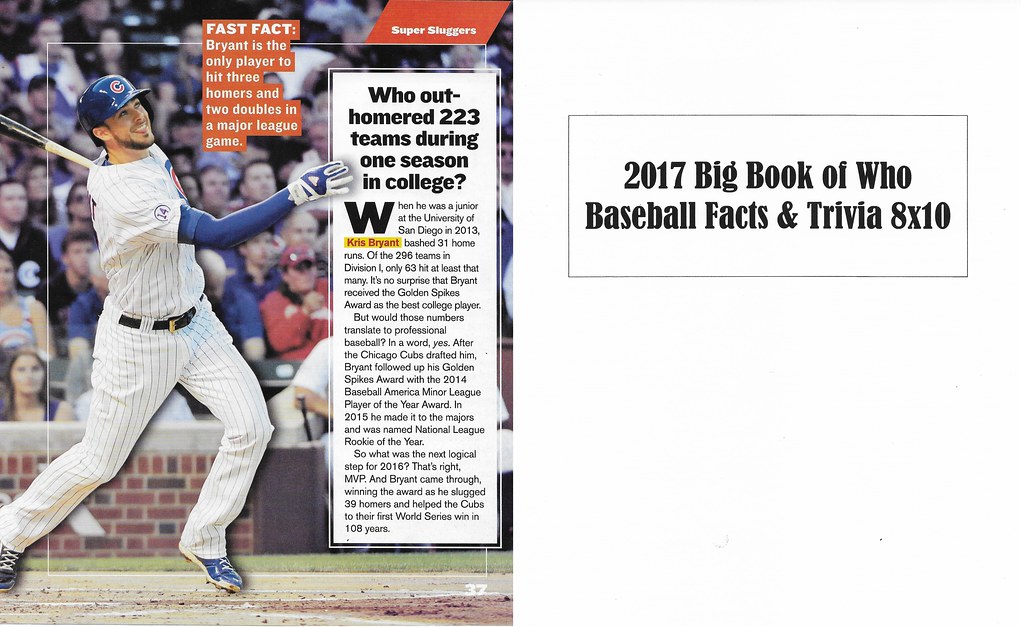 2017 Big Book of Who - Baseball Facts and Trivia - Bryant, Kris