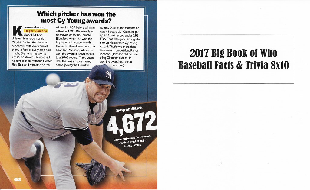 2017 Big Book of Who - Baseball Facts and Trivia - Clemens, Roger