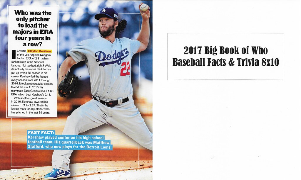 2017 Big Book of Who - Baseball Facts and Trivia - Kershaw, Clayton