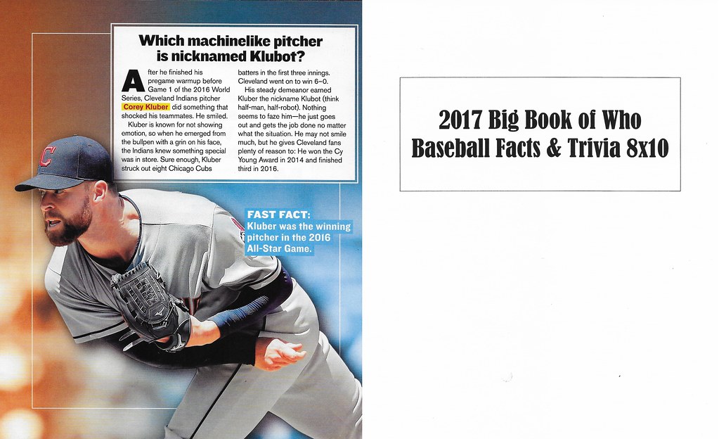 2017 Big Book of Who - Baseball Facts and Trivia - Kluber, Corey