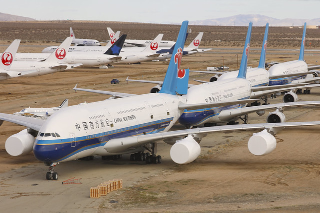 China Southern Airbus A380s, Mojave - California
