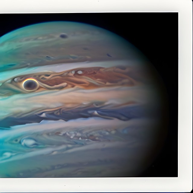 polaroid photo of Jupiter taken from a comet ...