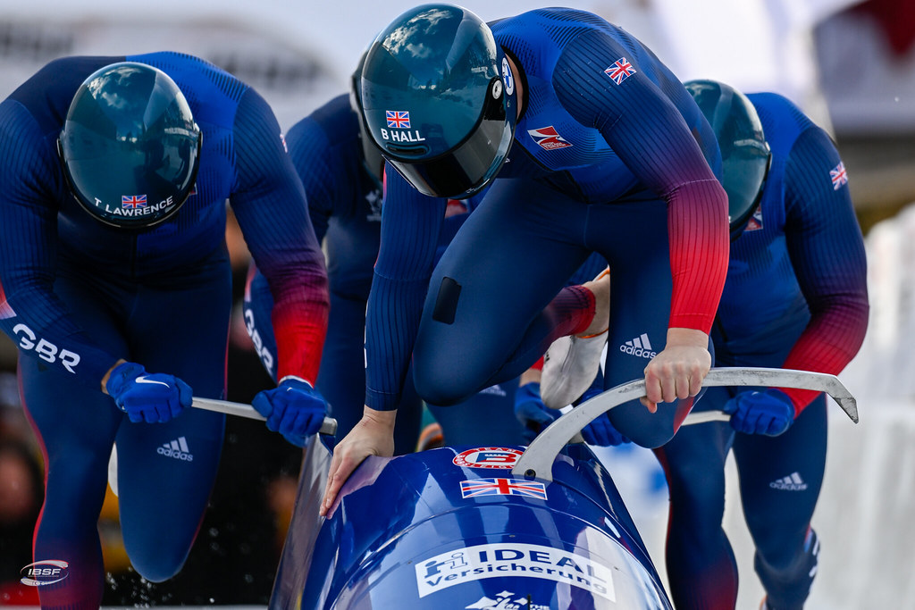 The GB four-man bobsleigh team in action at the 2023 World Championships. PICTURE: IBSF