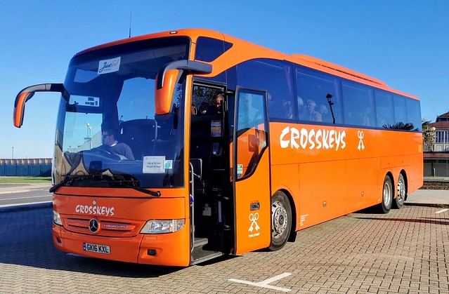 This Tourismo was new to Crosskeys of Folkestone in 2016. It's seen parked in the Hovercraft terminal Coach Park while touring the Isle of Wight on behalf of JustGo! Holidays. - GK16 KXL - 21st October 2021