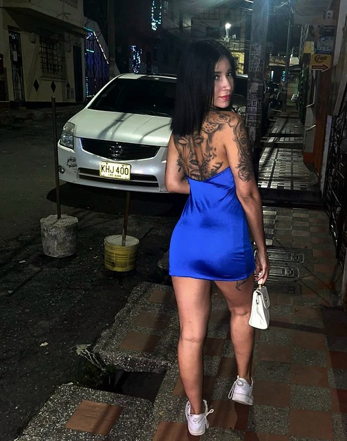 Michell in the Street at Night / Blue Dress