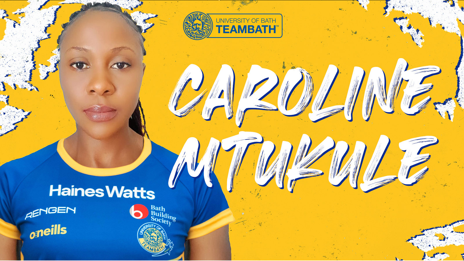 A graphic featuring new Team Bath Netball signing Caroline Mtukule