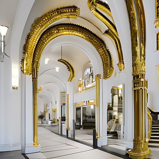 lush train station in white brass and gold ...