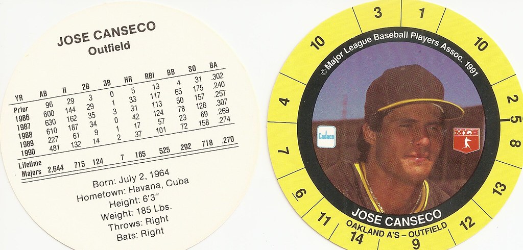 1991 Cadaco Disc - Canseco, Jose