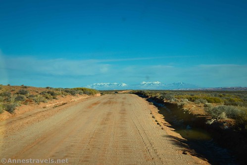 The La Sal Mountains in the distance from the Hans Flat Road, Maze District, Canyonlands National Park, Utah