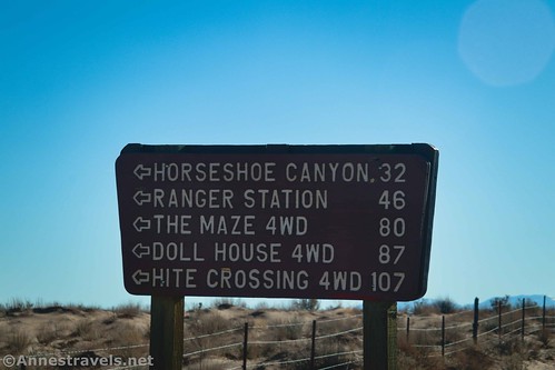 The sign at the beginning of the Hans Flat Road, Maze District, Canyonlands National Park, Utah