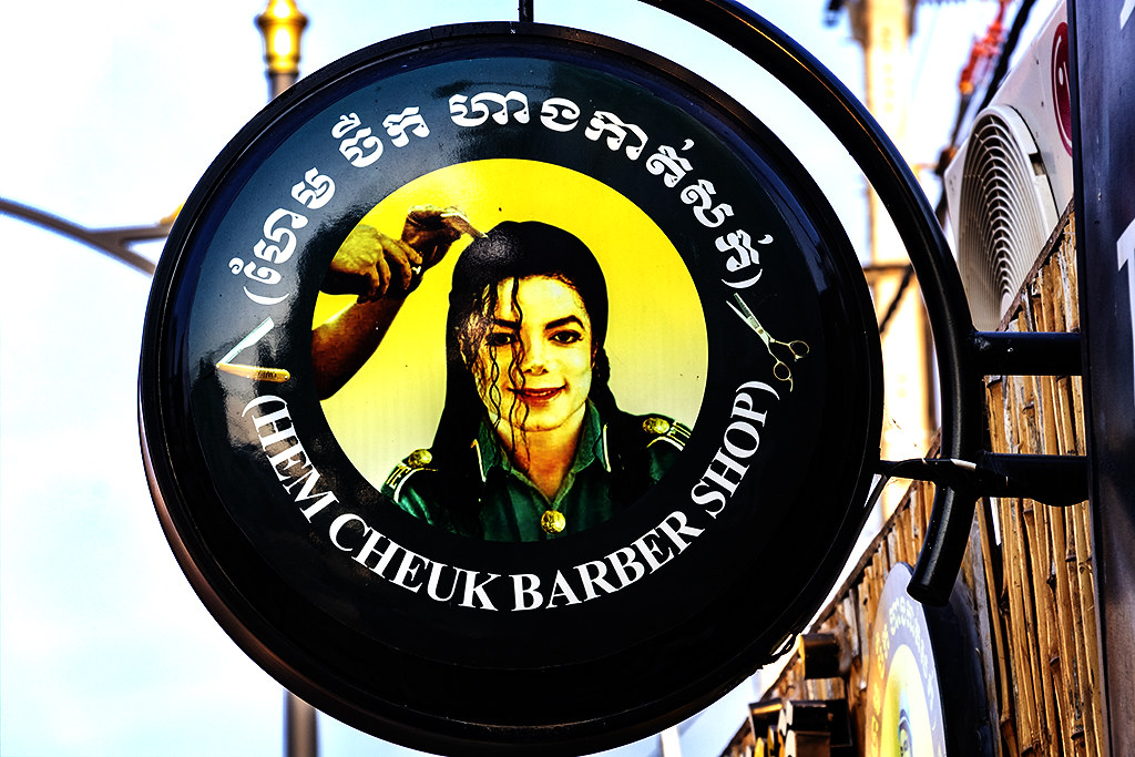 Michael Jackson on sign for HEM CHEUK BARBER SHOP on 2-8-23--Siem Reap copy