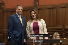 State Rep. Chris Aniskovich and Rep. Nicole Klarides-Ditria during a session day in the House of Representatives.