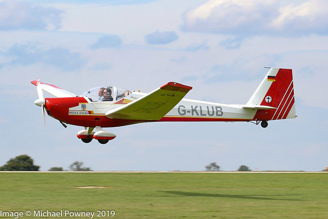 D-KLUB - 1993 build Scheibe SF-25C Motor-Falke,  arriving on Runway 21L at Sywell during the 2019 LAA Rally