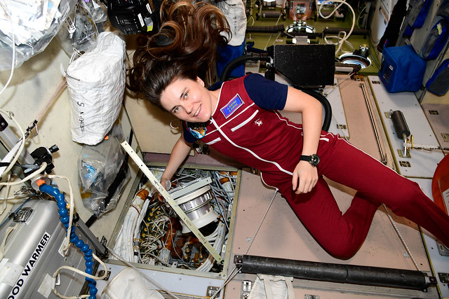 Cosmonaut Anna Kikina works on preventive maintenance