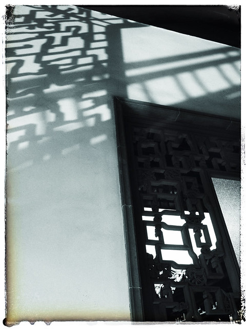 shadow in the Sun Yat Sen Garden in Vancouver's Chinatown