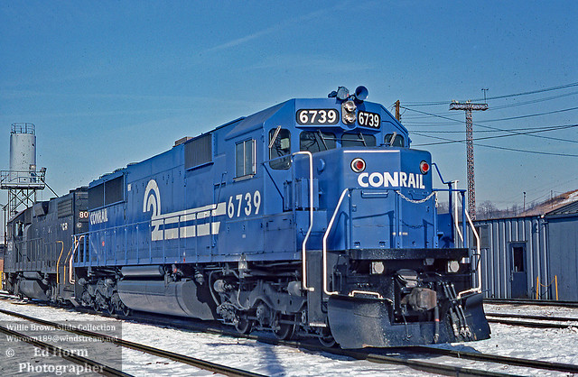 Conrail SD50 6739 {built 12/83} seen here at Conway, PA on 1/22/84. Unit would later become CSX 8658 & then derated to 3,000 hp as CSX SD50-2 2490.