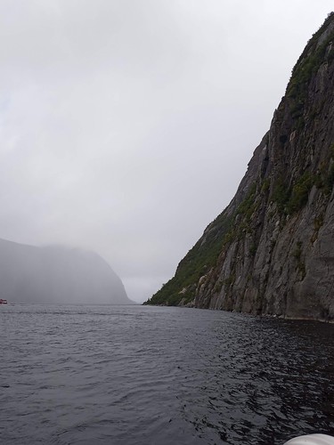 Dense fog and rocky cliff. From Travel with Awe and Wonder: New Found Love