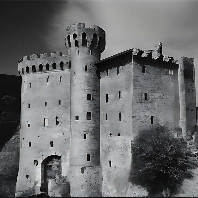 35mm photography of a medieval castle under sieg