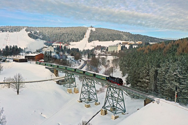 Fichtelbergbahn 99 1785 + P1000  Kurort Oberwiesenthal - Cranzahl  - Oberwiesenthal