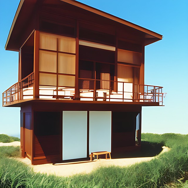 35mm photograph of a beach house