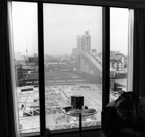 blackandwhite manchester city england hotel hilton deansgate beethamtower hotelroom thirteenthfloor 13th view cityscape