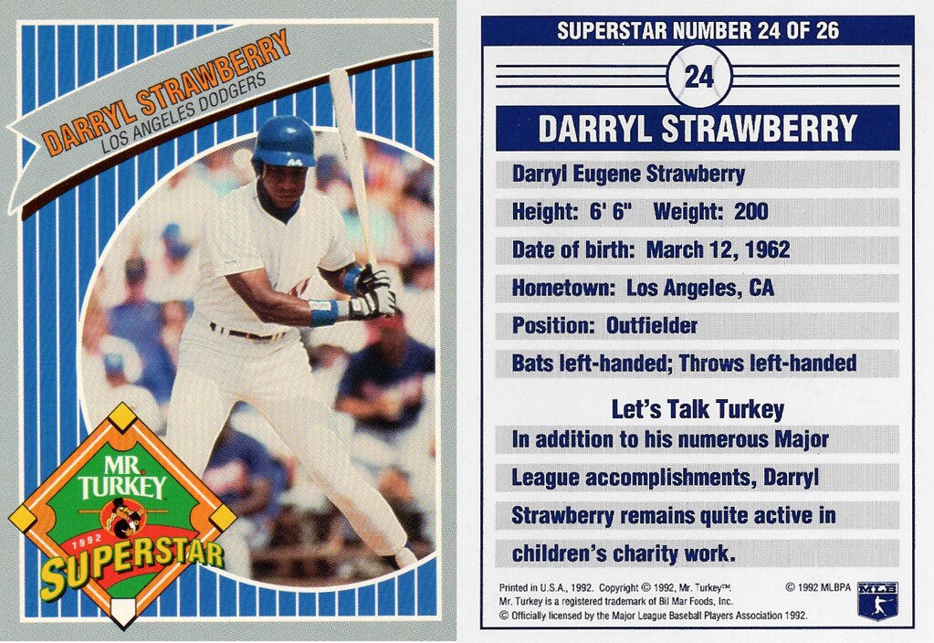 1992 Mr Turkey - Strawberry, Darryl (dark print back)