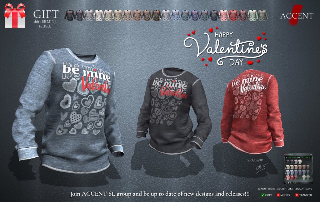 ! Accent – Shirt -Be mine- FATPACK!!!  VALENTINES GIFT