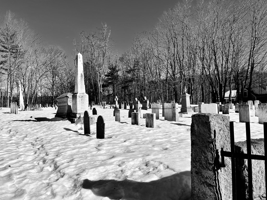 Alfred Cemetery in black and white. Alfred, Maine.
