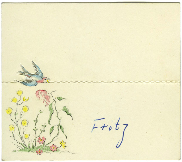 Vintage Name Place Cards With Bird 002