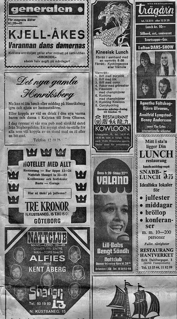 Mat‐ och nöjesställen, Göteborgs‐Posten, 23 november 1970