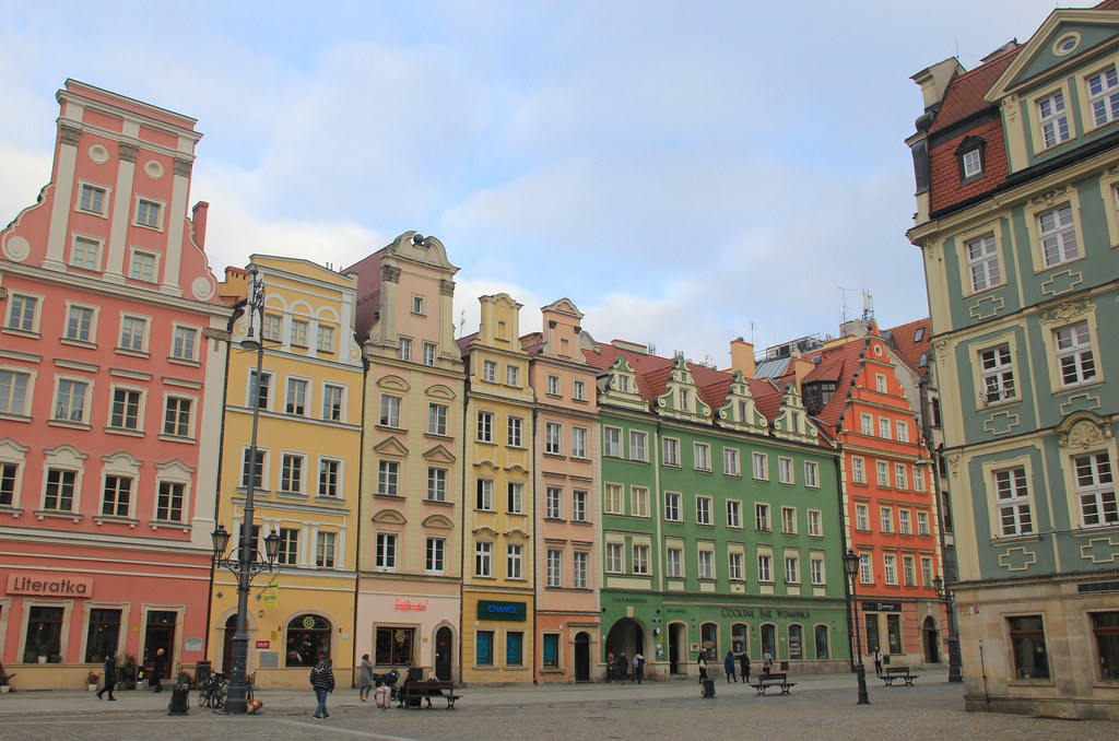 Colourful tenement houses in Wroclaw's Market Square (Rynek)