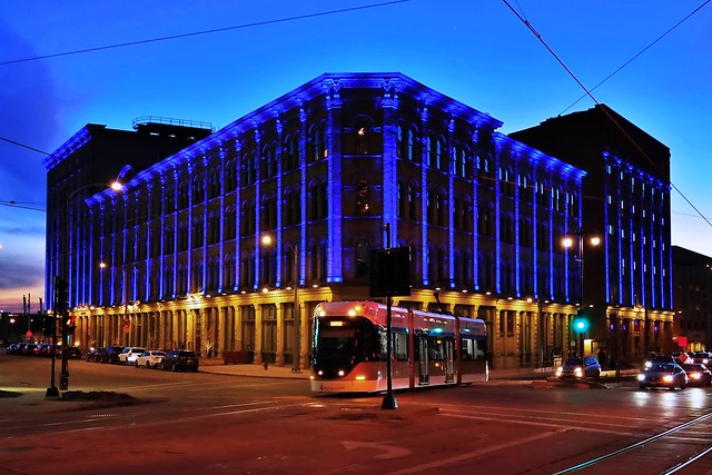 Memorial Blue Lights - Pritzlaff Building and The Hop