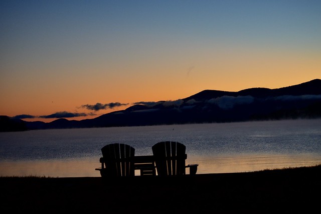Chairs at sunset Lake George NY c.2015