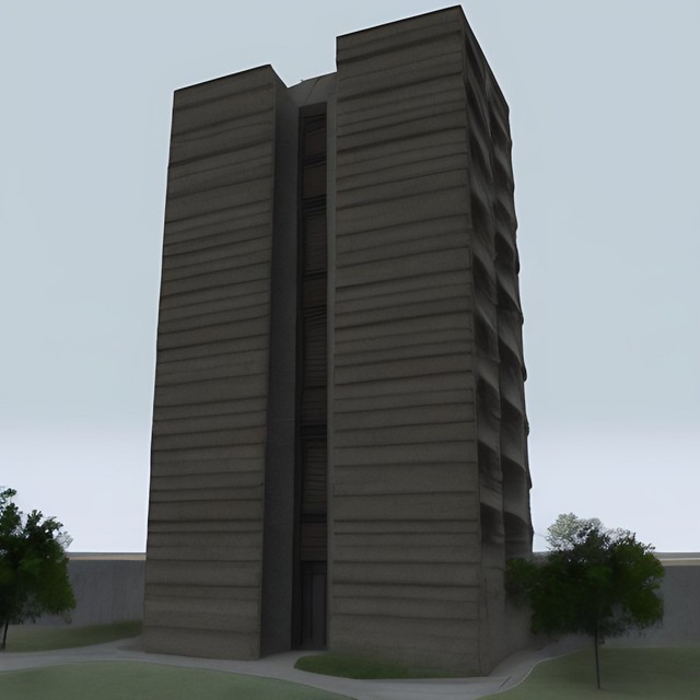 concept art for brutalist building